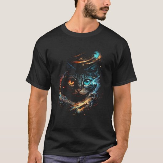 Cat In The Galaxy And Space Kitten Cat Head  1 Tシャツ (正面)