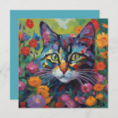 Cat In the Garden Greetings Card (正面/裏面)