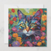 Cat In the Garden Greetings Card (正面)