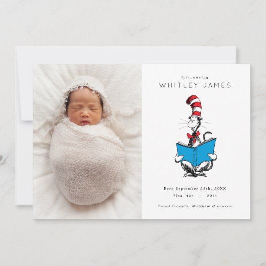 Cat in the Hat Birth Announcement – 写真 招待状 (正面)