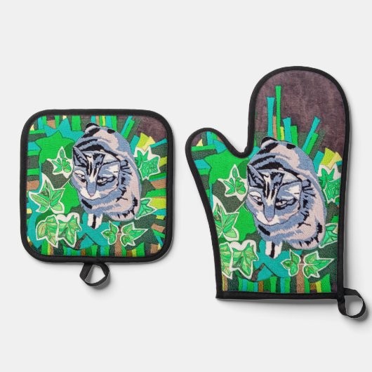 Cat, in the Ivy 鍋つかみ&鍋敷きセット (正面)