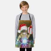Cat in the Santa Claus hat delivers Christmas gift エプロン (着用した状態)