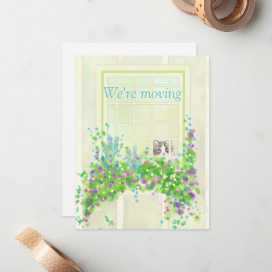 Cat In the Window新しいアドレスフラットノートカード ノートカード (正面/裏面インサイチュ)