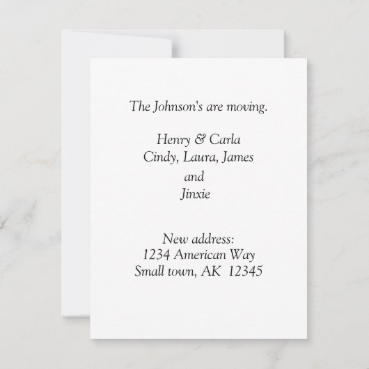 Cat In the Window新しいアドレスフラットノートカード ノートカード (裏面)