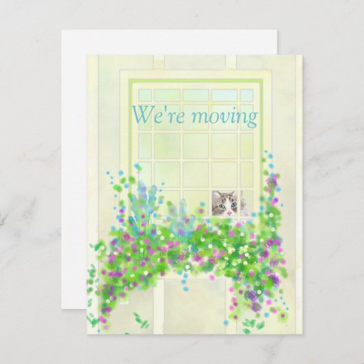 Cat In the Window新しいアドレスフラットノートカード ノートカード (正面/裏面)