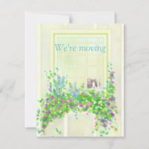 Cat In the Window新しいアドレスフラットノートカード