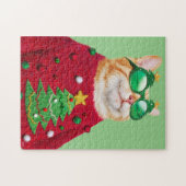 Cat in Ugly Christmas Sweater ジグソーパズル (横)
