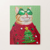 Cat in Ugly Christmas Sweater ジグソーパズル (縦)