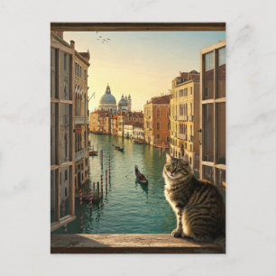 Cat in Veniceイタリア旅行お土産絵を描物 ポストカード