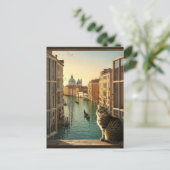 Cat in Veniceイタリア旅行お土産絵を描物 ポストカード (スタンド正面)