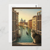 Cat in Veniceイタリア旅行お土産絵を描物 ポストカード (正面/裏面)