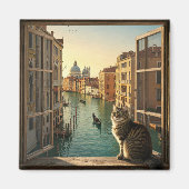 Cat in Veniceイタリア旅行お土産絵を描物 マグネット (正面)