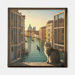 Cat in Veniceイタリア旅行お土産絵を描物 マグネット