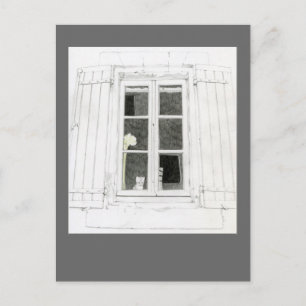 Cat in Windowポストカード ポストカード