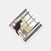 Cat in Windowsill | Silhouette Watercolor  スタンダードカクテルナプキン (角)