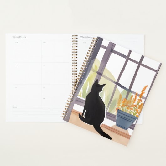 Cat in Windowsill | Silhouette Watercolor  プランナー手帳 (ディスプレー)