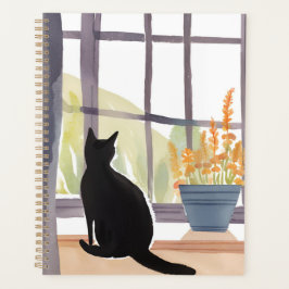 Cat in Windowsill | Silhouette Watercolor  プランナー手帳