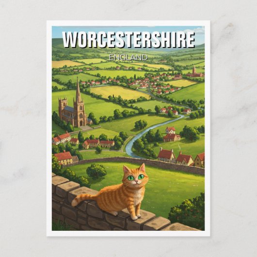 Cat in Worcestershire England Travel ポストカード (正面)