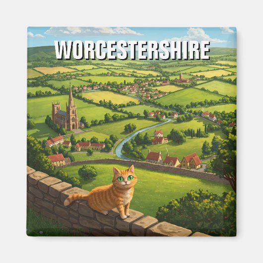 Cat in Worcestershire England Travel マグネット (正面)