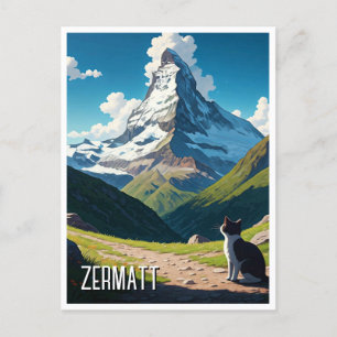 Cat in Zermatt Switzerland Matterhorn ポストカード