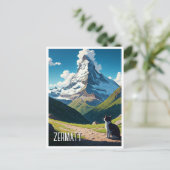 Cat in Zermatt Switzerland Matterhorn ポストカード (スタンド正面)