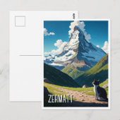 Cat in Zermatt Switzerland Matterhorn ポストカード (正面/裏面)
