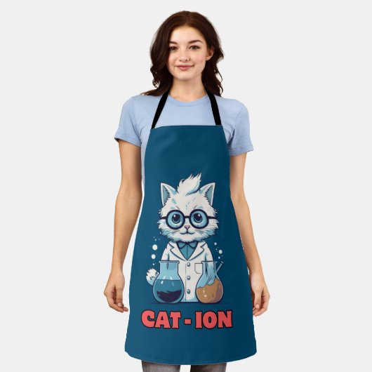 CAT - ION. chemistry cat, laboratory, gift present エプロン (着用した状態)