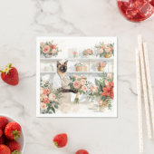 Cat is arranging Christmas Flowers スタンダードカクテルナプキン (インサイチュ)