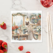 Cat is arranging Christmas Flowers スタンダードランチョンナプキン (インサイチュ)