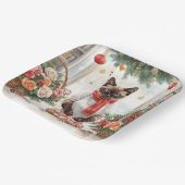 Cat is arranging Christmas Flowers ペーパープレート (傾斜あり)