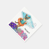 Cat is at the pool for pool party スタンダードカクテルナプキン (角)