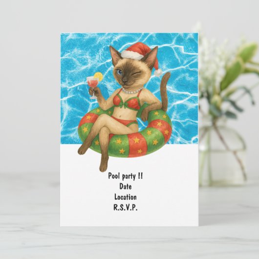 Cat is at the pool for pool party 招待状 (スタンド正面)