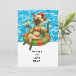 Cat is at the pool for pool party 招待状