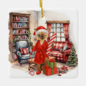 Cat is Christmas boxing  セラミックオーナメント (正面)