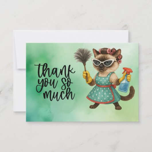 Cat is cleaning the house サンキューカード (正面)