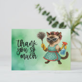 Cat is cleaning the house サンキューカード (スタンド正面)