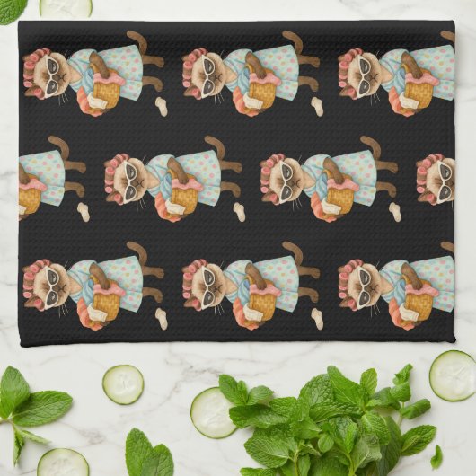 Cat is going to laundry キッチンタオル (折り畳み)