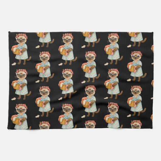 Cat is going to laundry キッチンタオル (横)