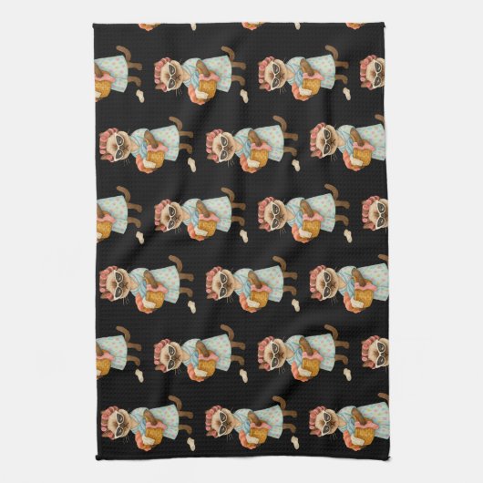 Cat is going to laundry キッチンタオル (縦)