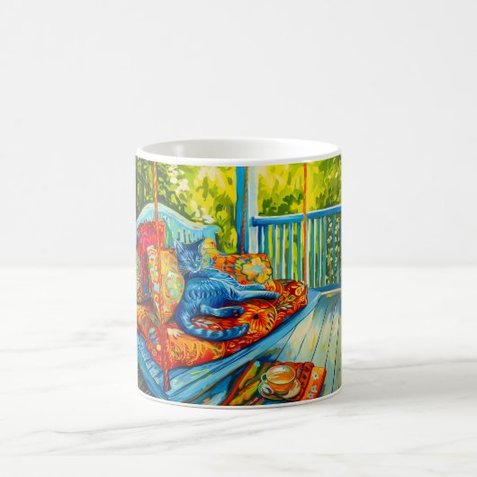 Cat is Grooming on Swing コーヒーマグカップ (中央)