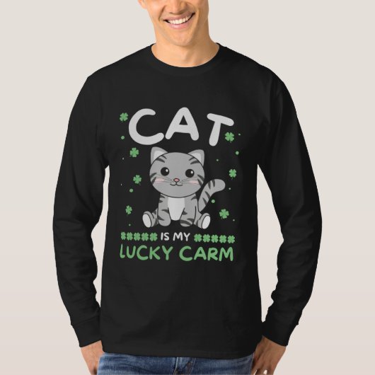 Cat Is My Lucky Carm Shamrock St Patrick s Day Cat Tシャツ (正面)
