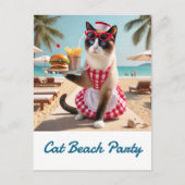 Cat is serving hamburger for beach party ポストカード (正面)