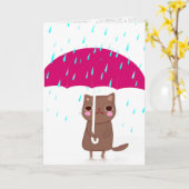 Cat IWith傘 カード (黄色い花)