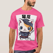 cat japan ninja 忍者　猫　かわいい　キャラ tシャツ (正面)