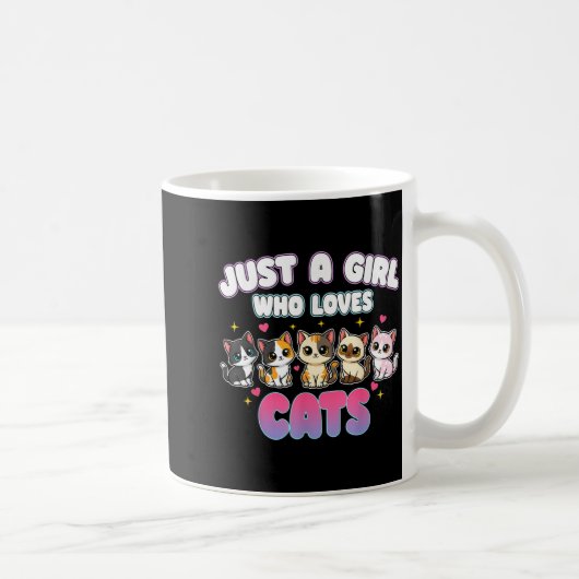 Cat Just A Girl Who Loves Cats  コーヒーマグカップ (右)
