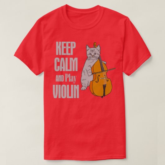 CAT KEEP CALM AND PLAY VIOLIN Tシャツ (デザイン正面)