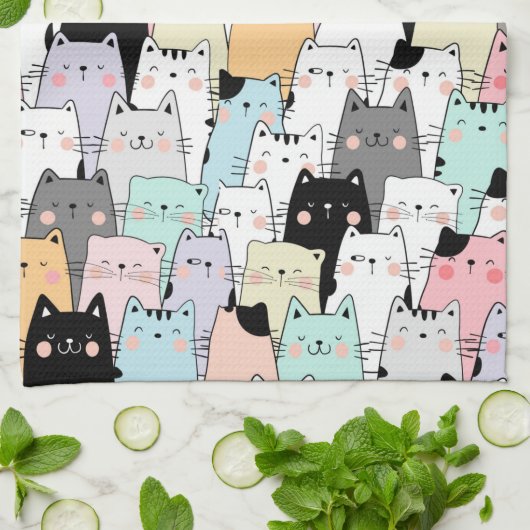 Cat kitchen tea towel, Dish towel  キッチンタオル (折り畳み)
