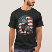 Cat Kitten 4th Of July American Flag Tシャツ (正面)