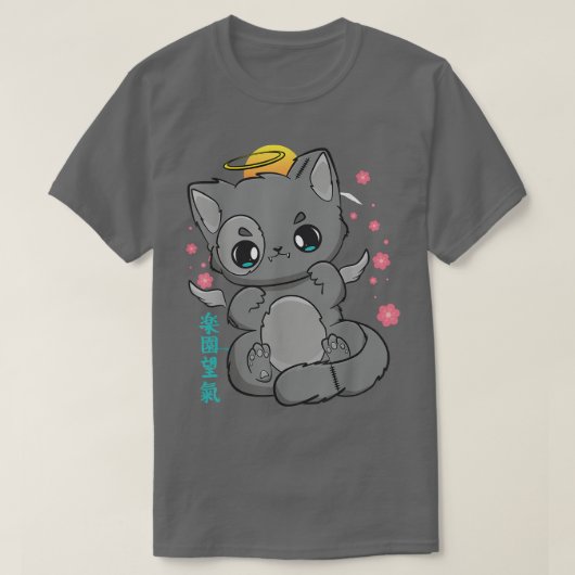Cat Kitten Chibi Anime Neko Pastel Goth Angelcore Tシャツ (デザイン正面)