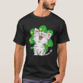 Cat Kitten Shamrock Lucky St Patricks Day Tシャツ (正面)